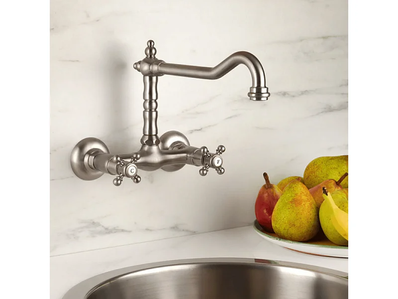 Mélangeur de cuisine mural bec rétro PAINI Tiffany Gris Acier