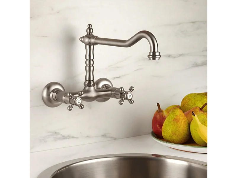 Mélangeur de cuisine mural bec rétro PAINI Tiffany Gris Acier