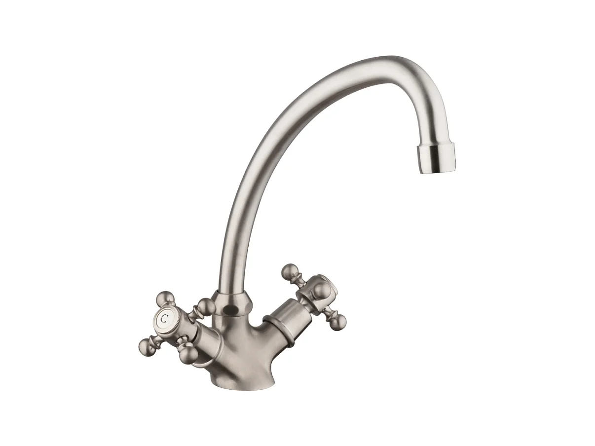 Mélangeur de cuisine bec col de cygne mobile PAINI Tiffany Gris Acier