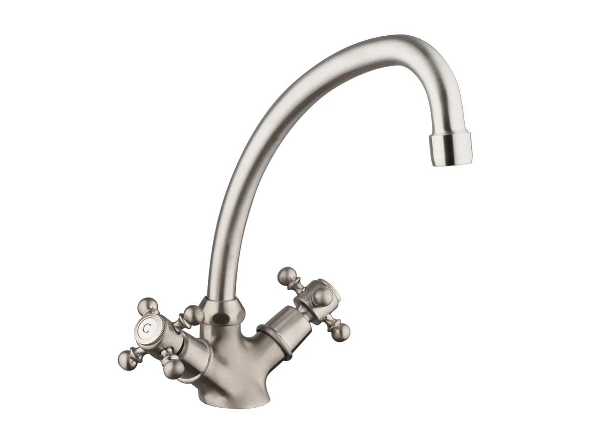 Mélangeur de cuisine bec col de cygne mobile PAINI Tiffany Gris Acier