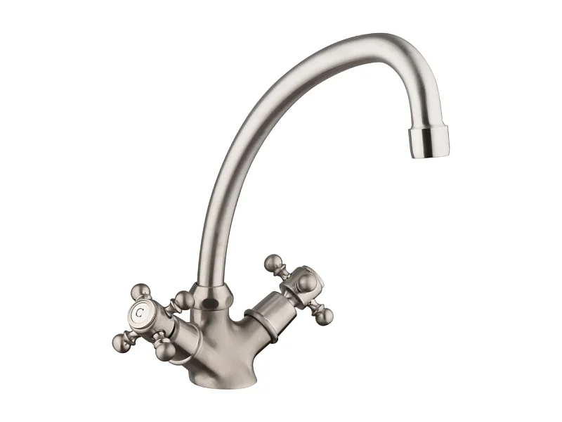 Mélangeur de cuisine bec col de cygne mobile PAINI Tiffany Gris Acier