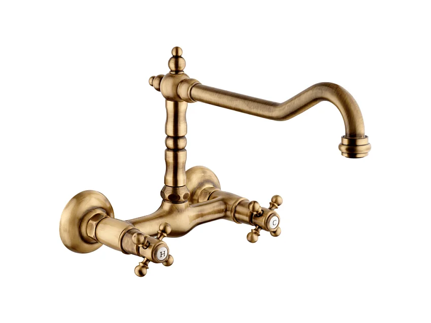 Mélangeur de cuisine mural bec rétro PAINI Tiffany Vieux Bronze