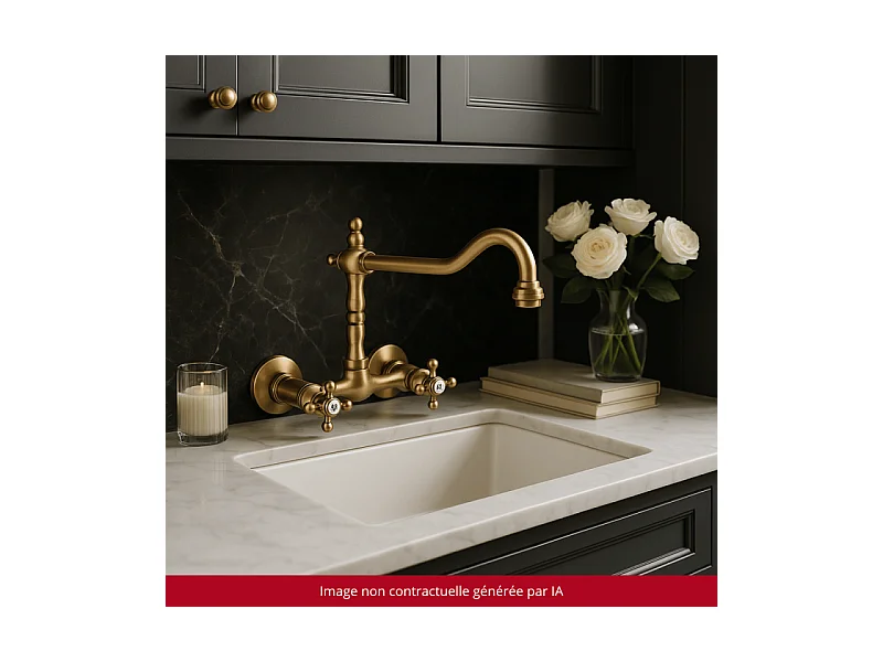 Mélangeur de cuisine mural bec rétro PAINI Tiffany Vieux Bronze