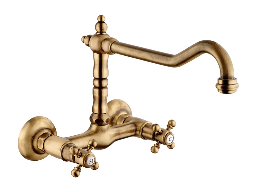 Mélangeur de cuisine mural bec rétro PAINI Tiffany Vieux Bronze