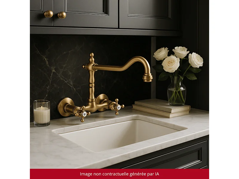 Mélangeur de cuisine mural bec rétro PAINI Tiffany Vieux Bronze