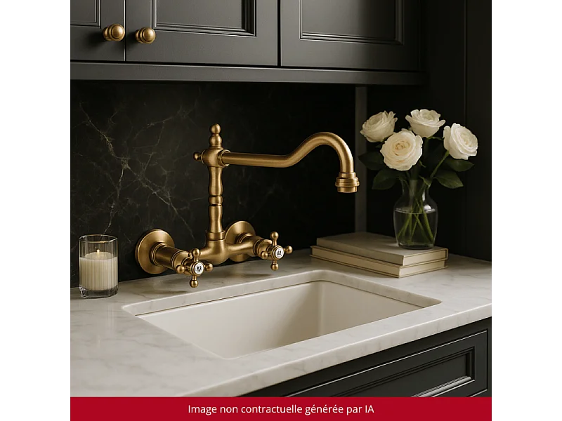 Mélangeur de cuisine mural bec rétro PAINI Tiffany Vieux Bronze