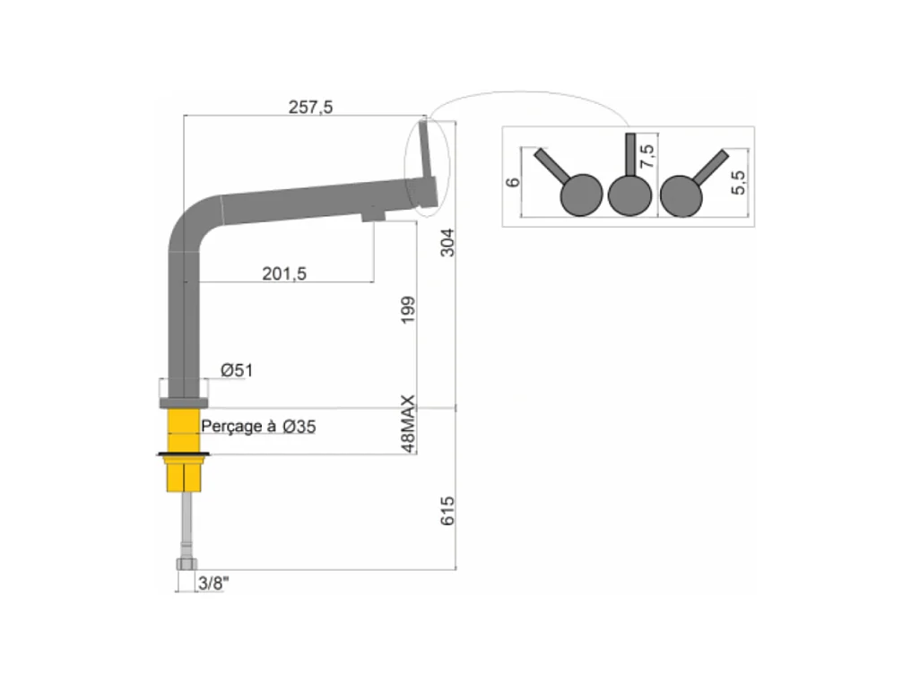 Mitigeur de cuisine PAINI Cox Slim noir mat