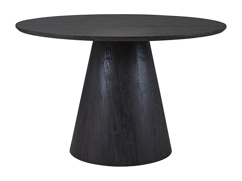 Mesa de jantar redonda BOKOR – Diâmetro 120 cm – Cor marrom escuro – Estilo contemporâneo e acolhedor