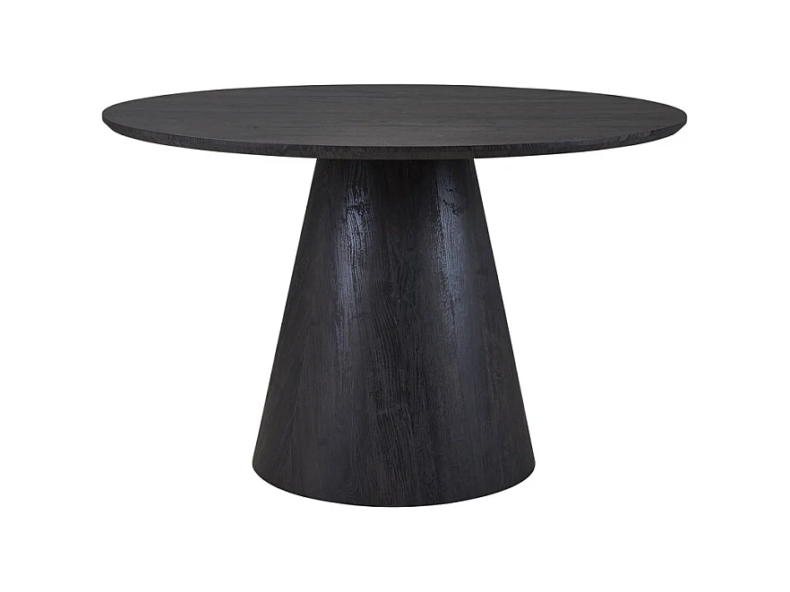 Mesa de jantar redonda BOKOR – Diâmetro 120 cm – Cor marrom escuro – Estilo contemporâneo e acolhedor