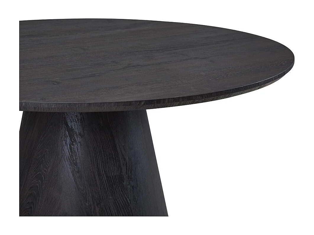 Table à manger ronde BOKOR – Diamètre 120 cm – Coloris brun foncé – Style contemporain et chaleureux