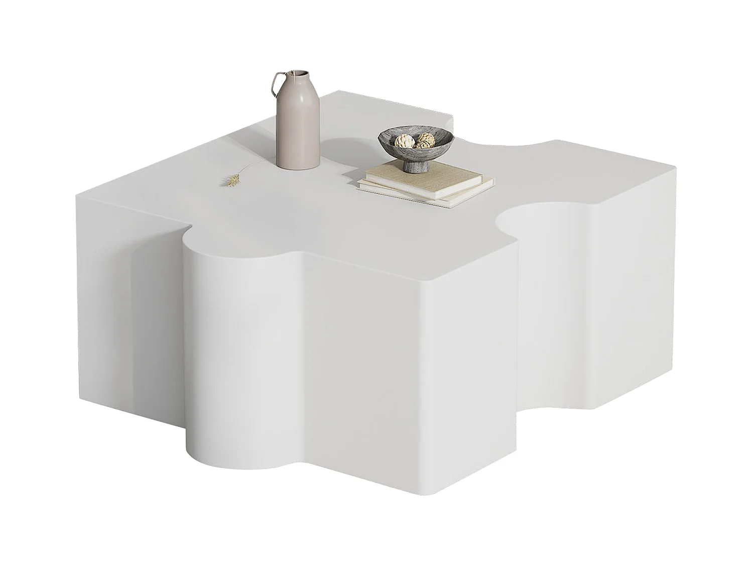 Table basse unique 65x65x32cm - Modèle de puzzle - MDF - Blanc