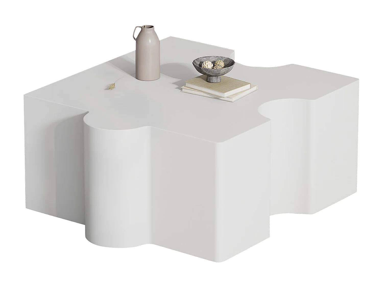 Einzigartiger Couchtisch 65×65×32 cm - Puzzle-Design - MDF - Weiß