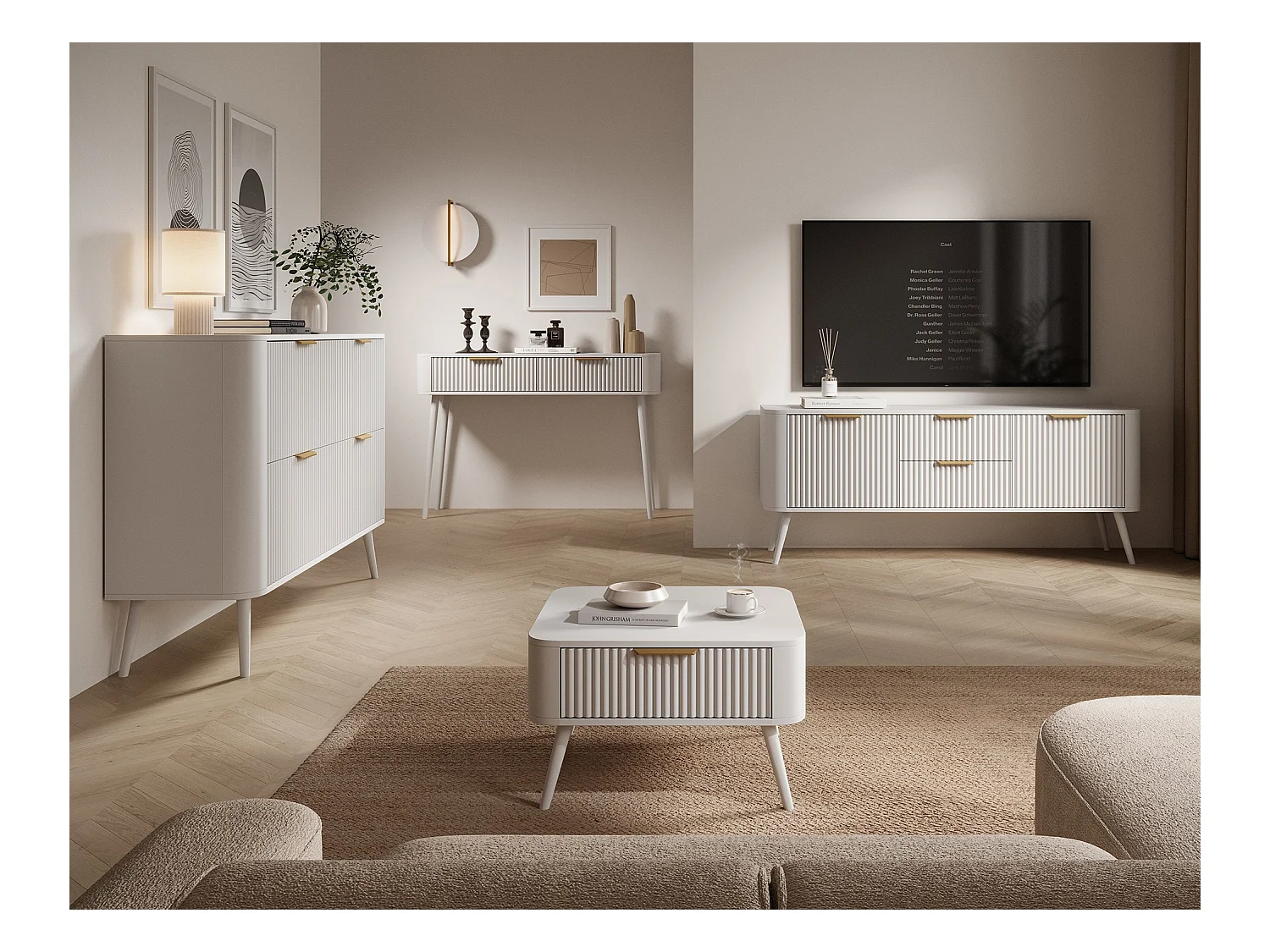 Tavolino Bondi/MDF/cassetto/bianco