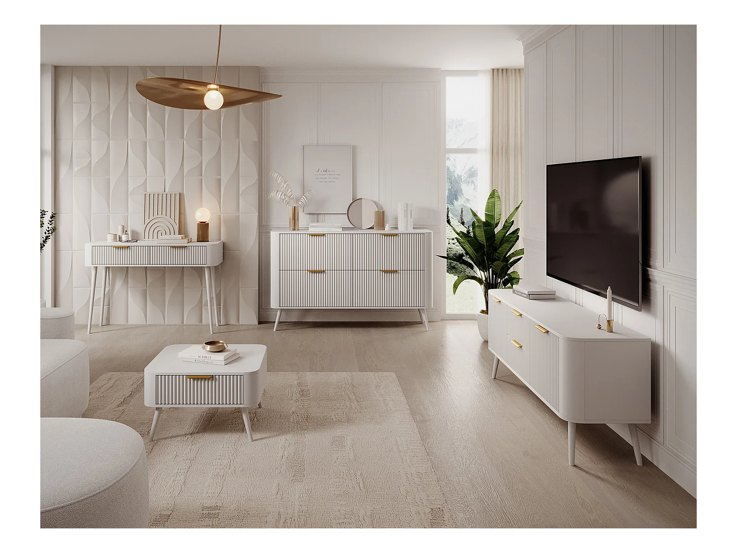 Tavolino Bondi/MDF/cassetto/bianco