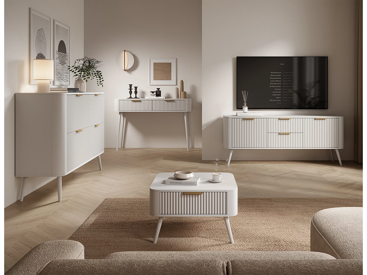 Tavolino Bondi/MDF/cassetto/bianco