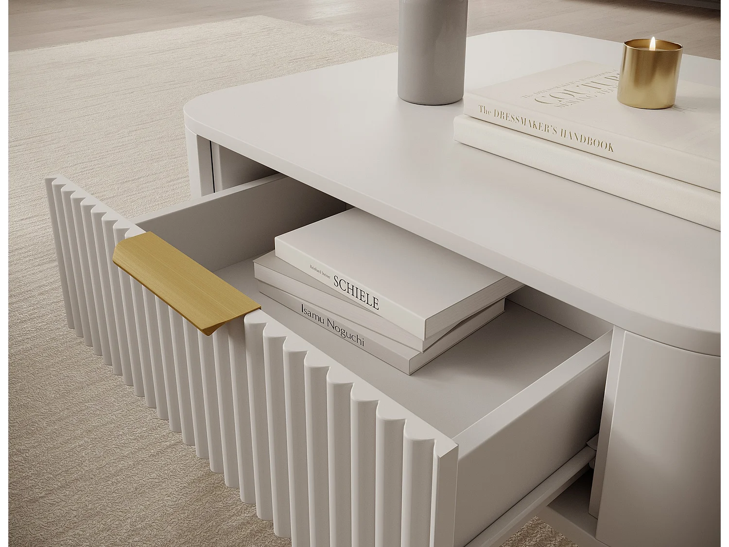 Tavolino Bondi/MDF/cassetto/bianco