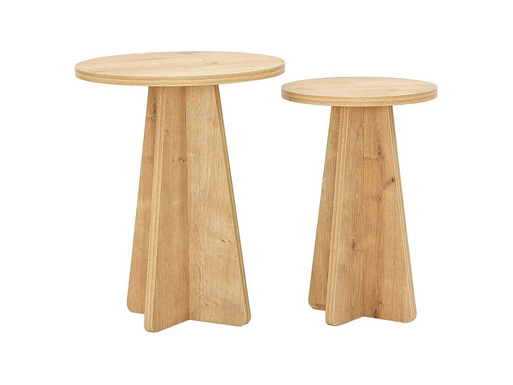 Lot de 2 tables basses décor bois chêne saphir H50 cm - MUSHROOM