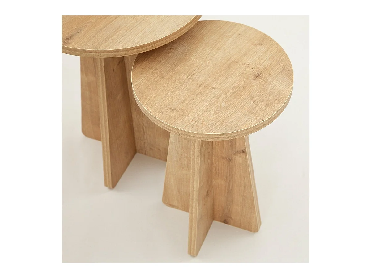 Lot de 2 tables basses décor bois chêne saphir H50 cm - MUSHROOM