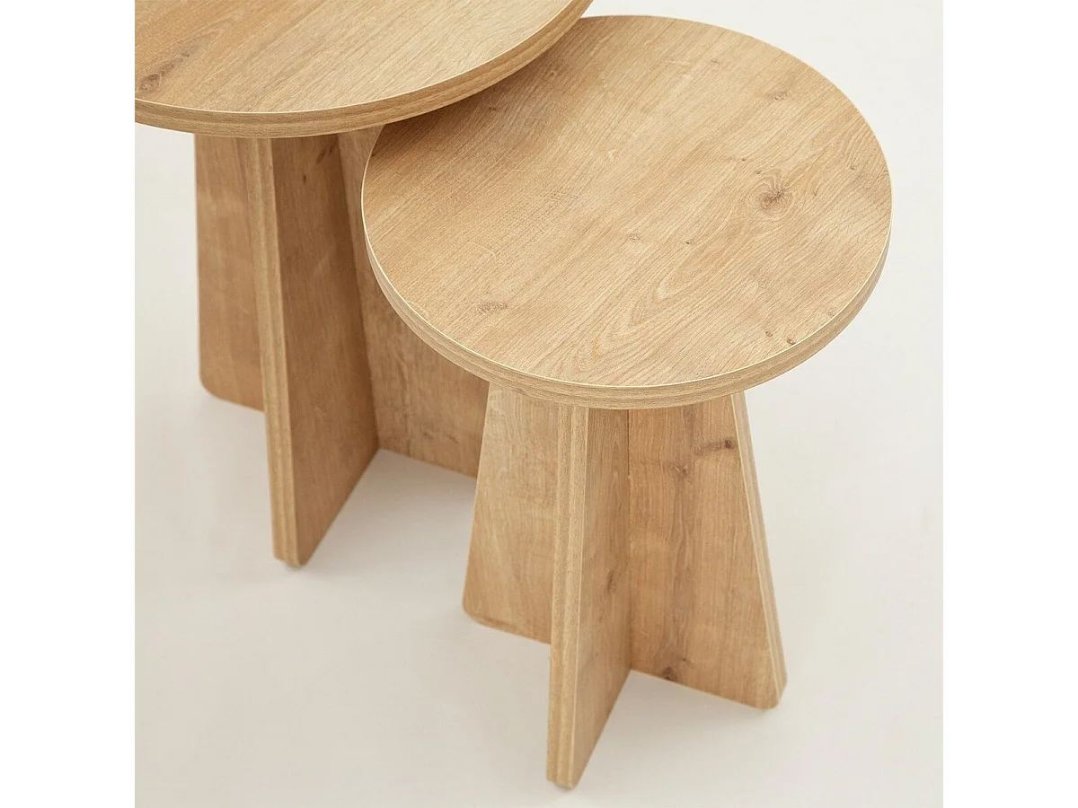 Lot de 2 tables basses décor bois chêne saphir H50 cm - MUSHROOM