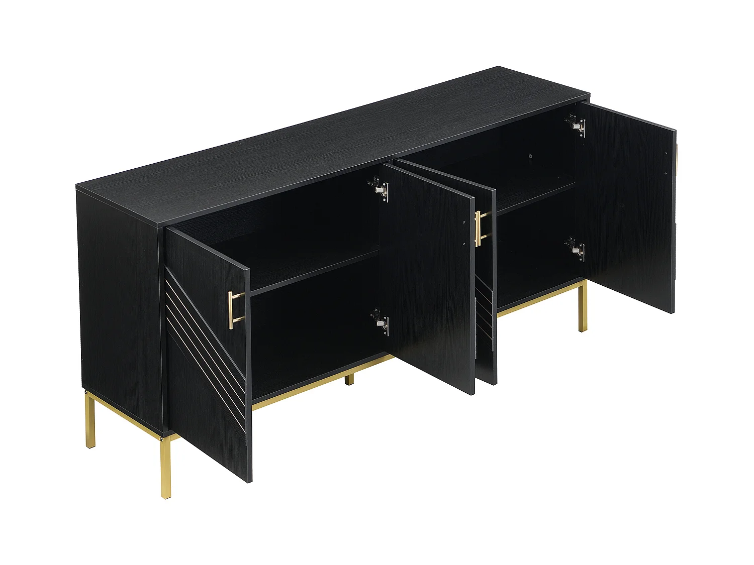 Buffet moderne 160x40x80.5cm - avec 4 portes - MDF - noir