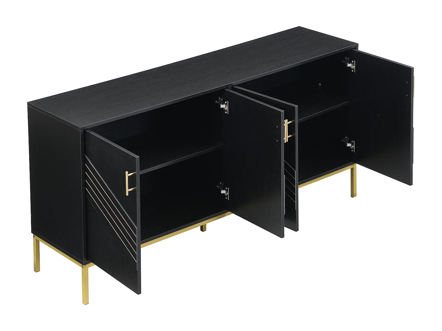 Credenza moderna 160×40×80,5 cm - con 4 ante - MDF - nero