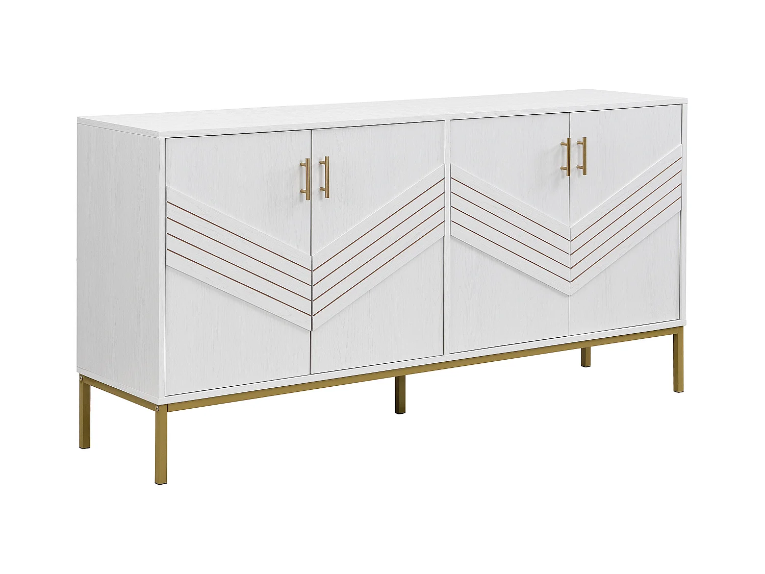 Buffet moderne 160x40x80.5cm - avec 4 portes - MDF - blanc