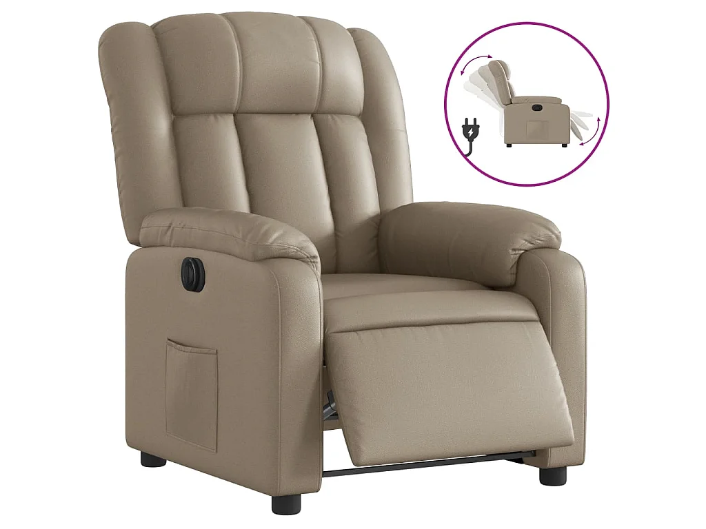 Poltrona Reclinabile Elettrica Cappuccino in Similpelle