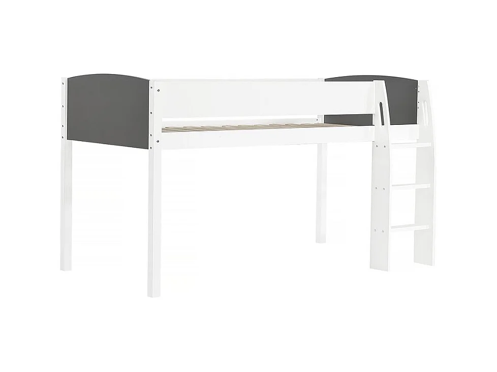 Lit mezzanine en bois pour enfant "Alia" - 90 x 190 cm - Blanc/Gris