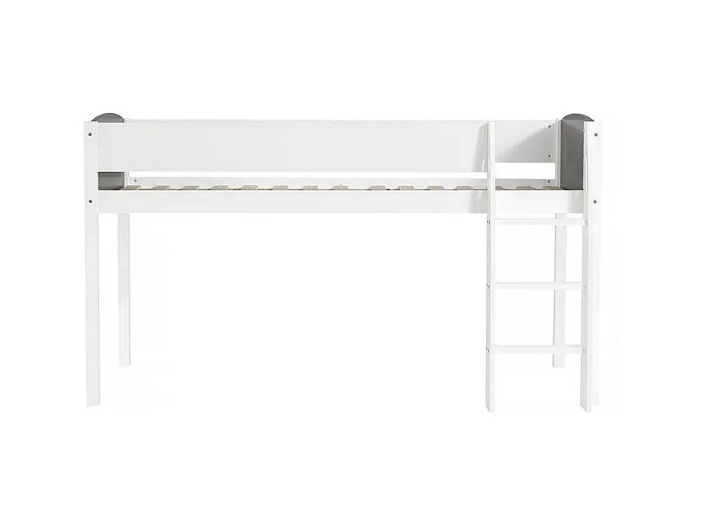 Lit mezzanine en bois pour enfant "Alia" - 90 x 190 cm - Blanc/Gris