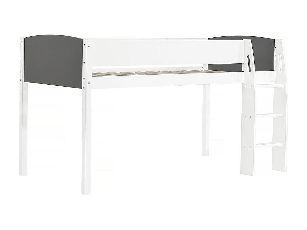 Lit mezzanine en bois pour enfant "Alia" - 90 x 190 cm - Blanc/Gris