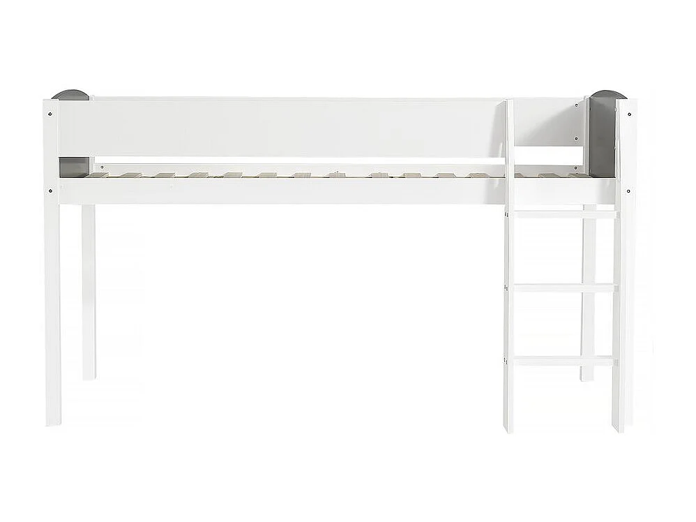 Lit mezzanine en bois pour enfant "Alia" - 90 x 190 cm - Blanc/Gris