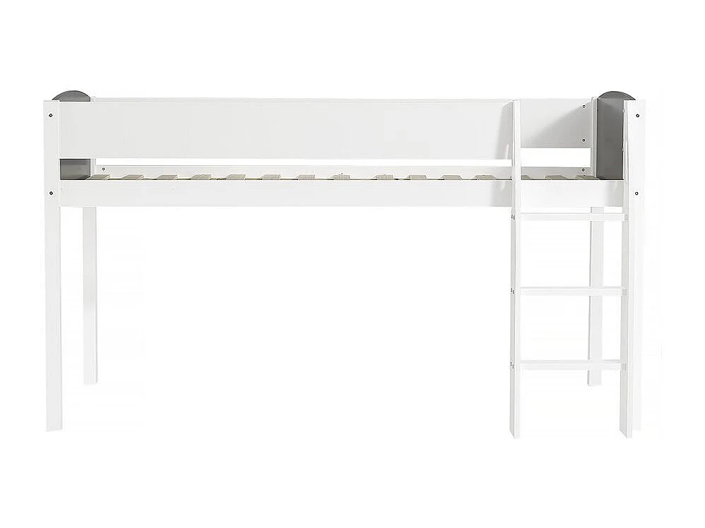Lit mezzanine en bois pour enfant "Alia" - 90 x 190 cm - Blanc/Gris
