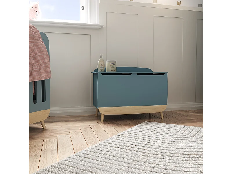 Speelgoedkist "Firmiana" Blauw Storm - Ruime en Veilige Opbergruimte