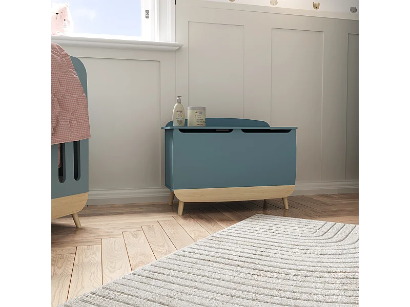 Spielzeugtruhe "Firmiana" Blau Sturm - Geräumige und sichere Aufbewahrung