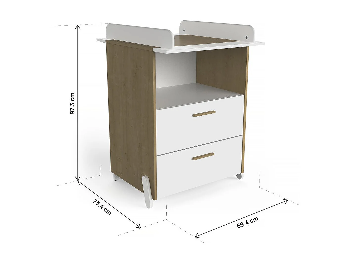 Commode table à langer "Naili" - 2 tiroirs - Blanc