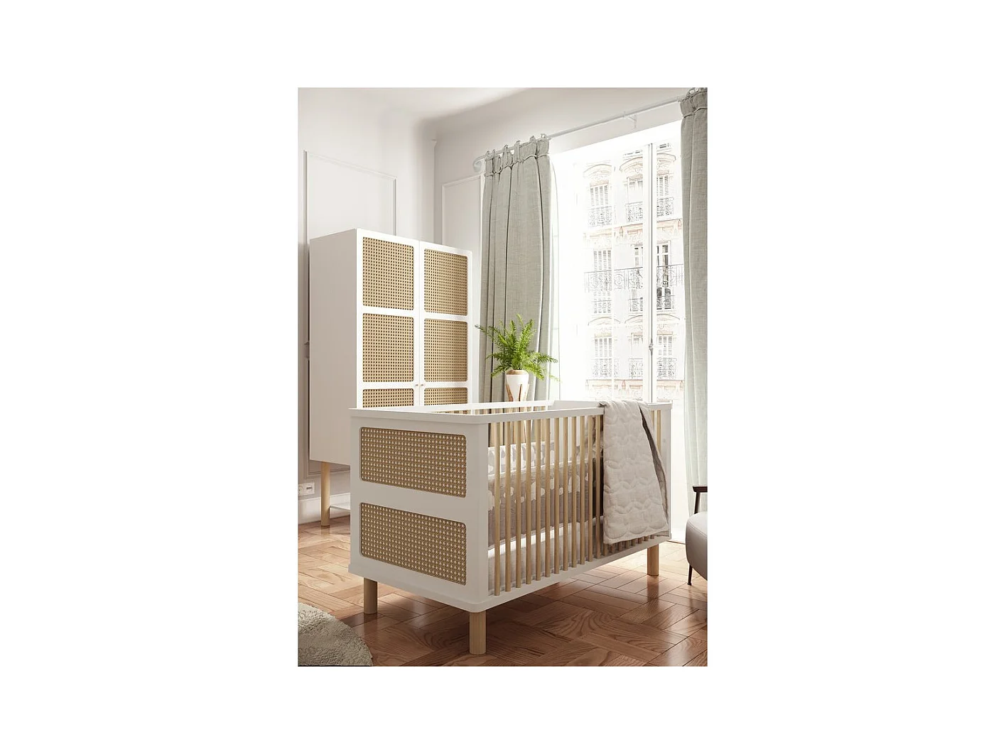 Lit bébé évolutif en bois " Ochna " - 70 x 140 cm - Blanc