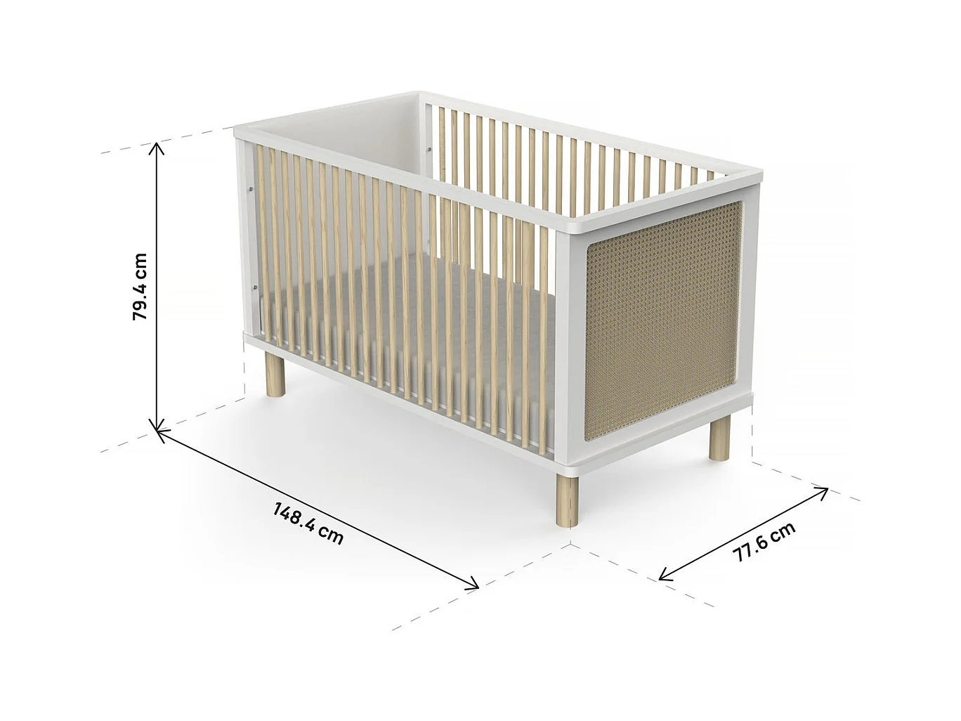 Lit bébé évolutif en bois " Ochna " - 70 x 140 cm - Blanc