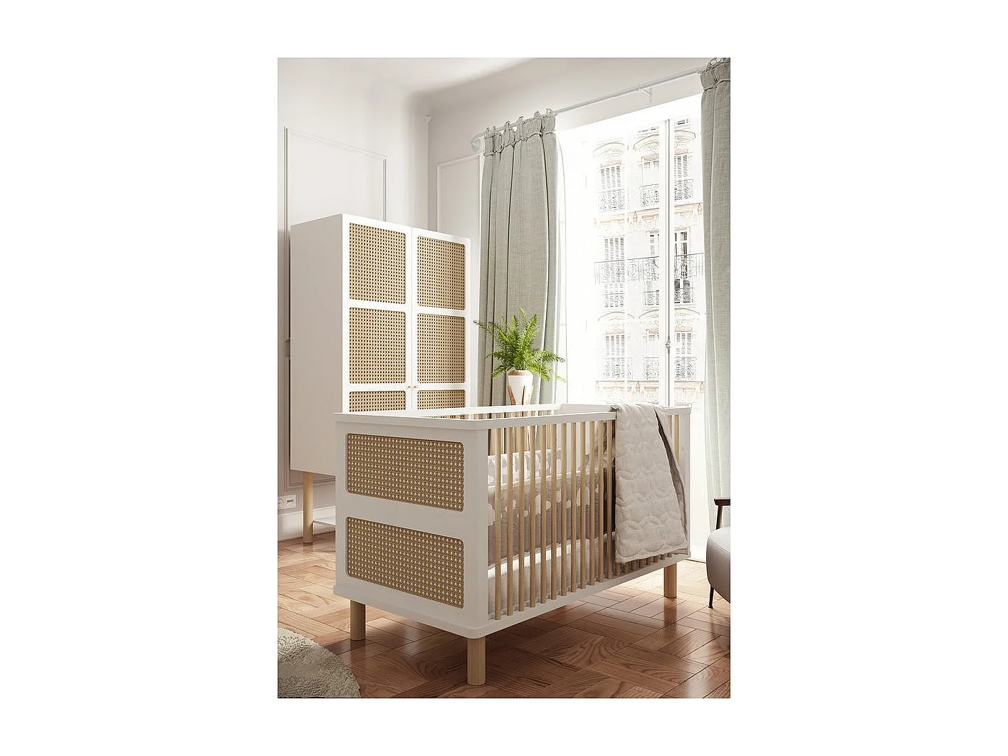 Cuna de madera "Ochna" - 70 x 140 cm - Blanco