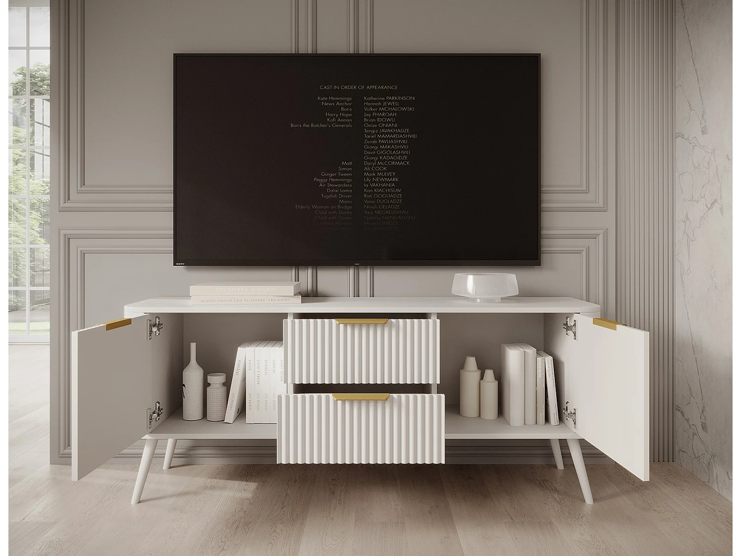 Banc TV Bondi/MDF/tiroir/blanc