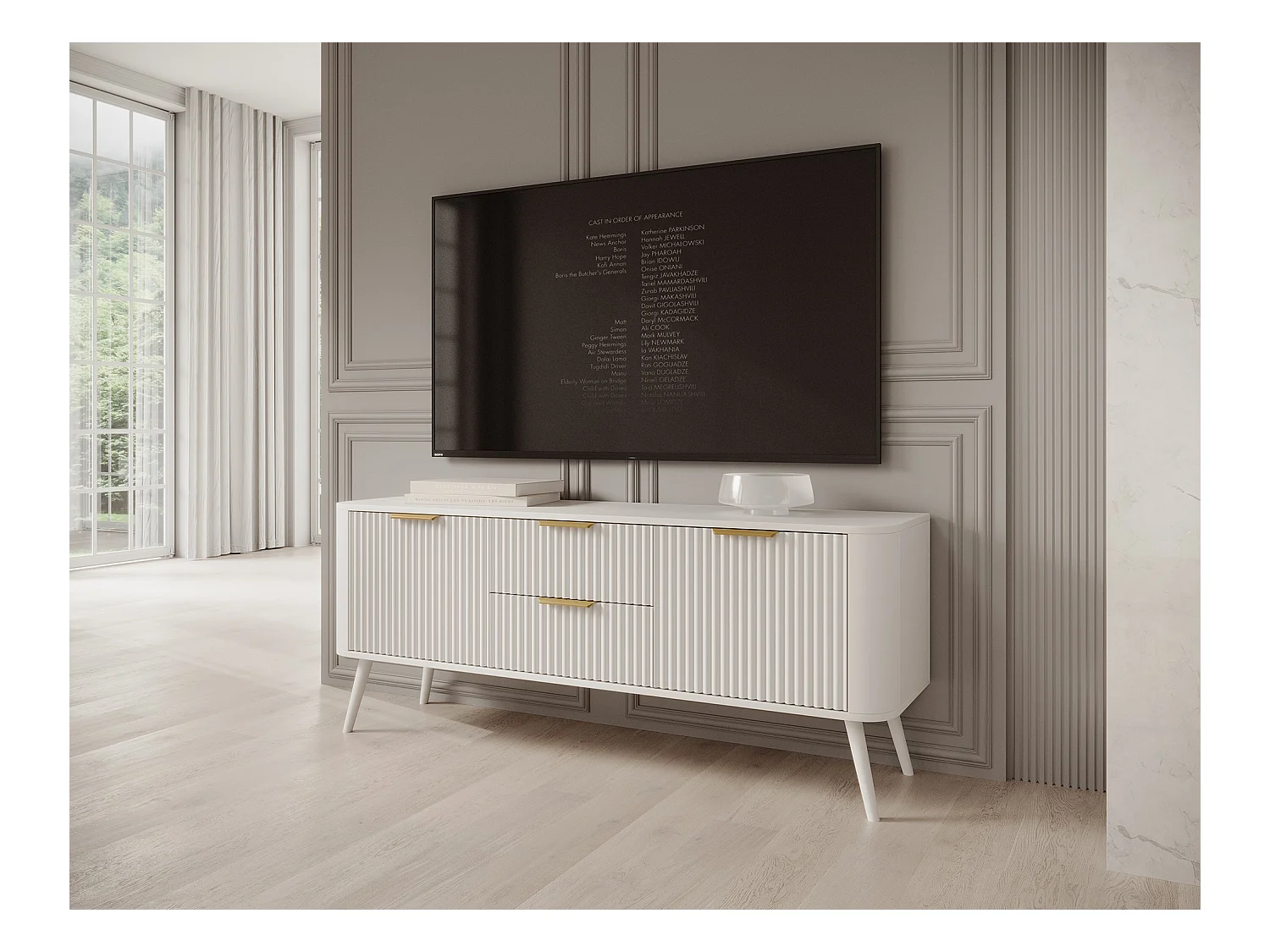 TV Lowboard Bondi/MDF/Schublade/Weiss