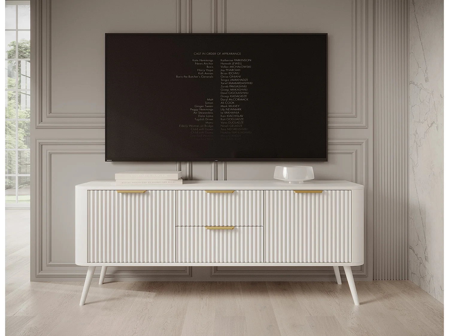 Banc TV Bondi/MDF/tiroir/blanc