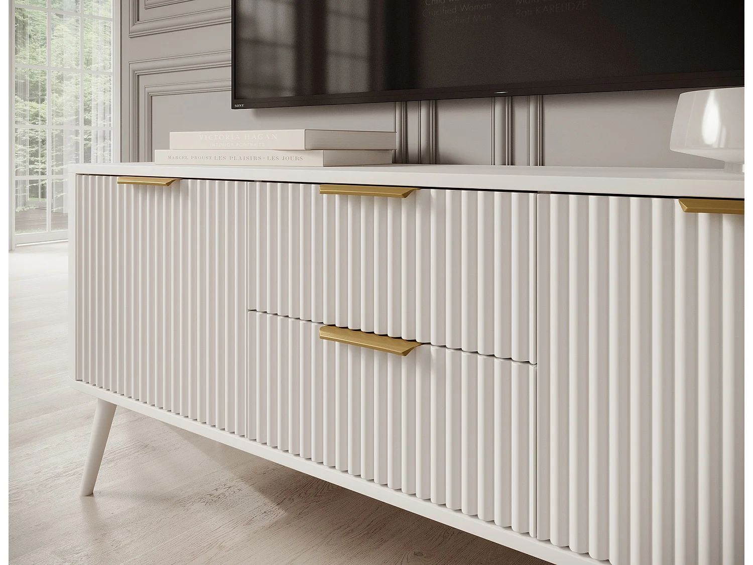 Banc TV Bondi/MDF/tiroir/blanc