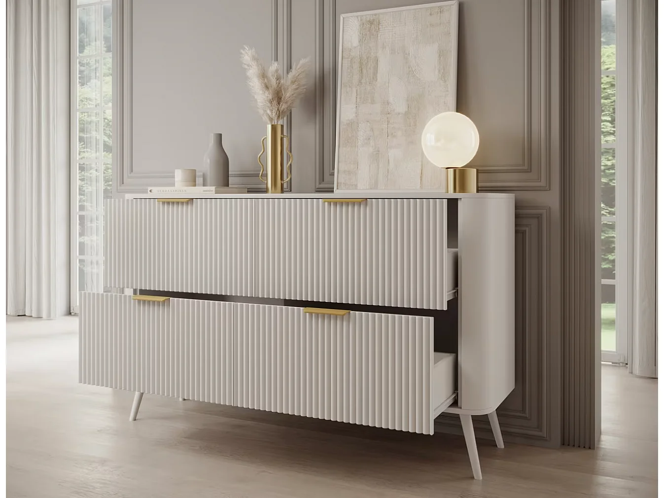 Buffet Bondi/MDF/Tiroirs/Blanc