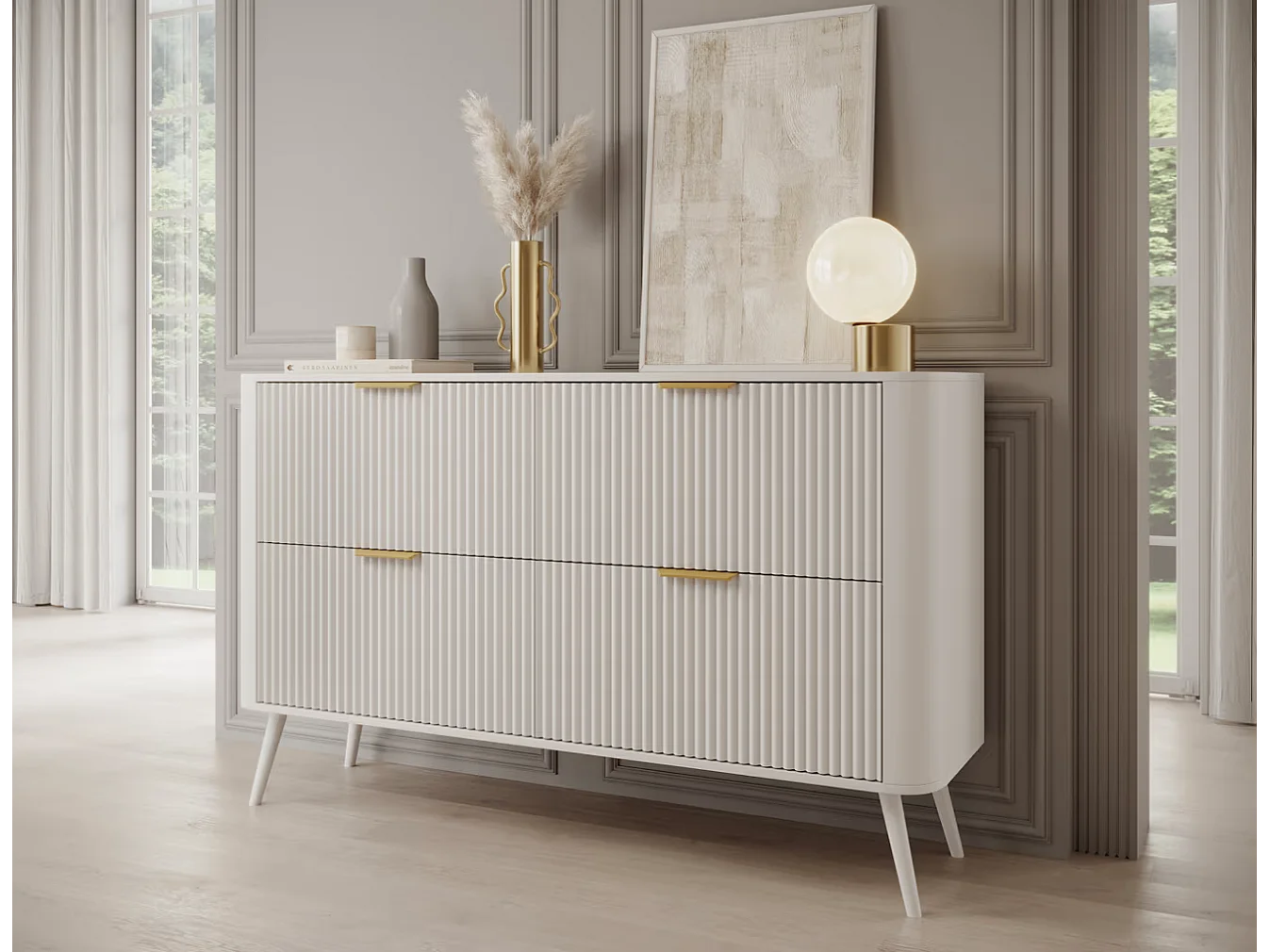 Buffet Bondi/MDF/Tiroirs/Blanc