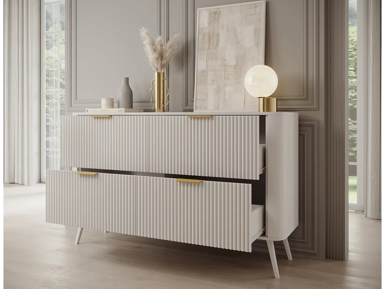 Buffet Bondi/MDF/Tiroirs/Blanc