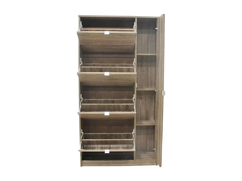 Móvel para Sapatos MEXICO – 4 gavetas e 1 porta com espelho – Cor carvalho sonoma – Design prático e contemporâneo