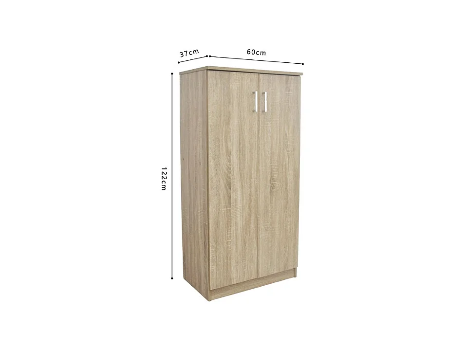 Mueble para zapatos MUNDA – 2 puertas – Color roble sonoma – Almacenamiento compacto y estilo contemporáneo