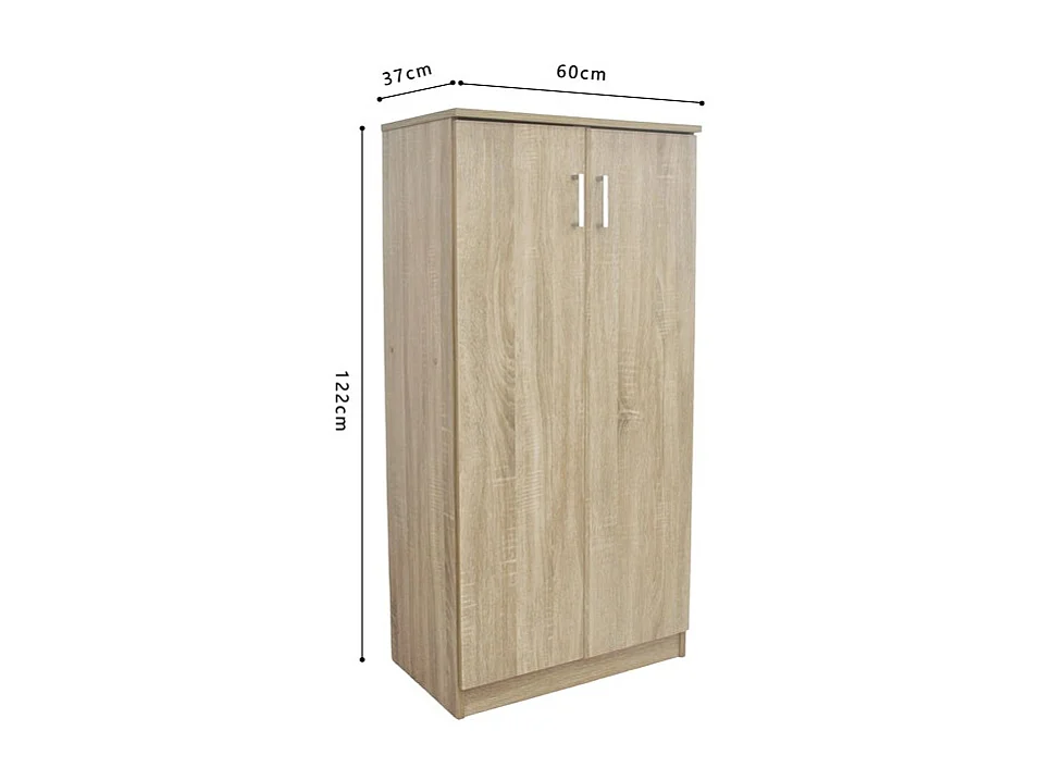 Mueble para zapatos MUNDA – 2 puertas – Color roble sonoma – Almacenamiento compacto y estilo contemporáneo