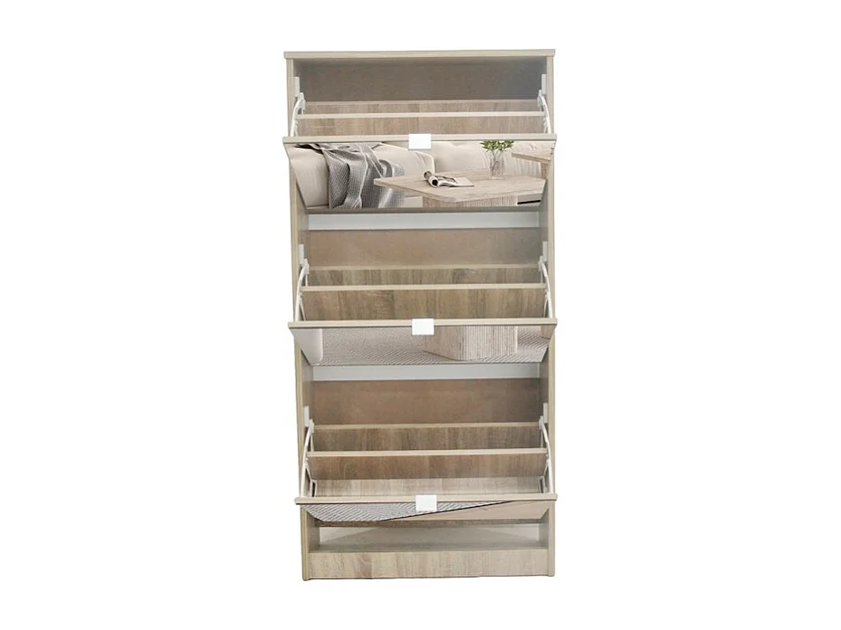 Mueble para zapatos MEXICO – 3 cajones con espejos – Color roble sonoma – Diseño contemporáneo y funcional