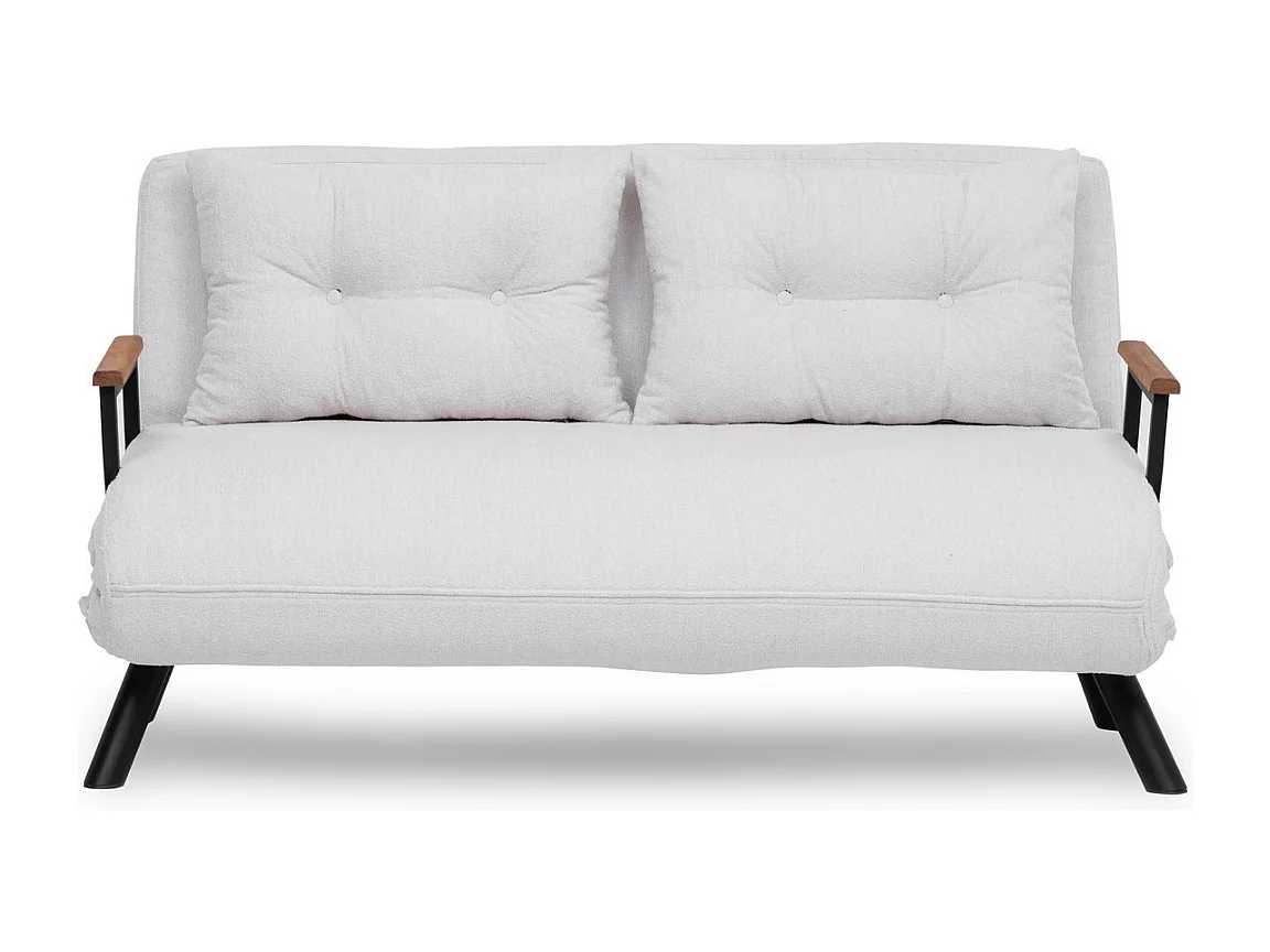 Canapé lit 2 places convertible en tissu bouclette avec pieds en métal L133 cm - SANDO